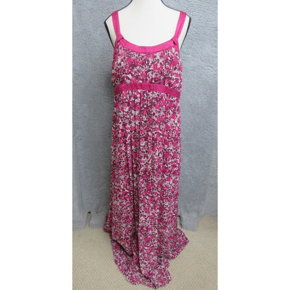Calvin Klein Dress Womens Medium Pink Floral Maxi Sleeveless Lined Summer V Neck